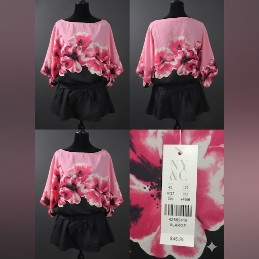 NEW YOUK & COMPANY DOLEMAN STYLE PEPLUM BLOUSE